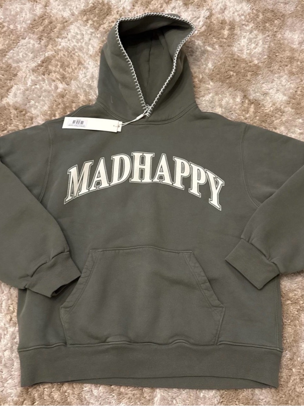MADHAPPY Olive Green Logo Hoodie